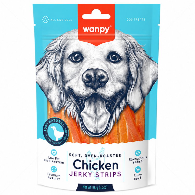 Меки ленти пилешко филе, печени на фурна WANPY Soft Chicken Jerky Strips