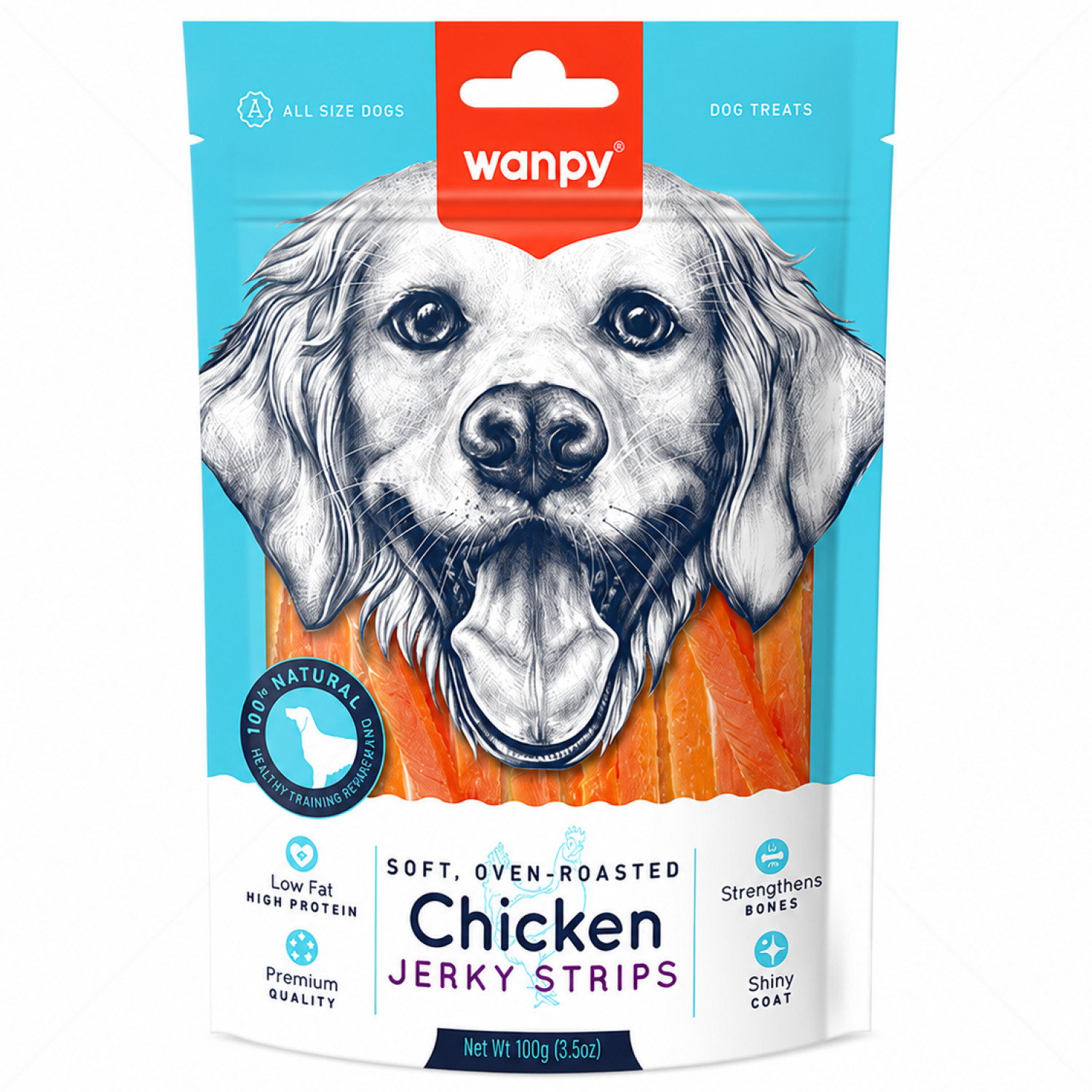Меки ленти пилешко филе, печени на фурна WANPY Soft Chicken Jerky Strips
