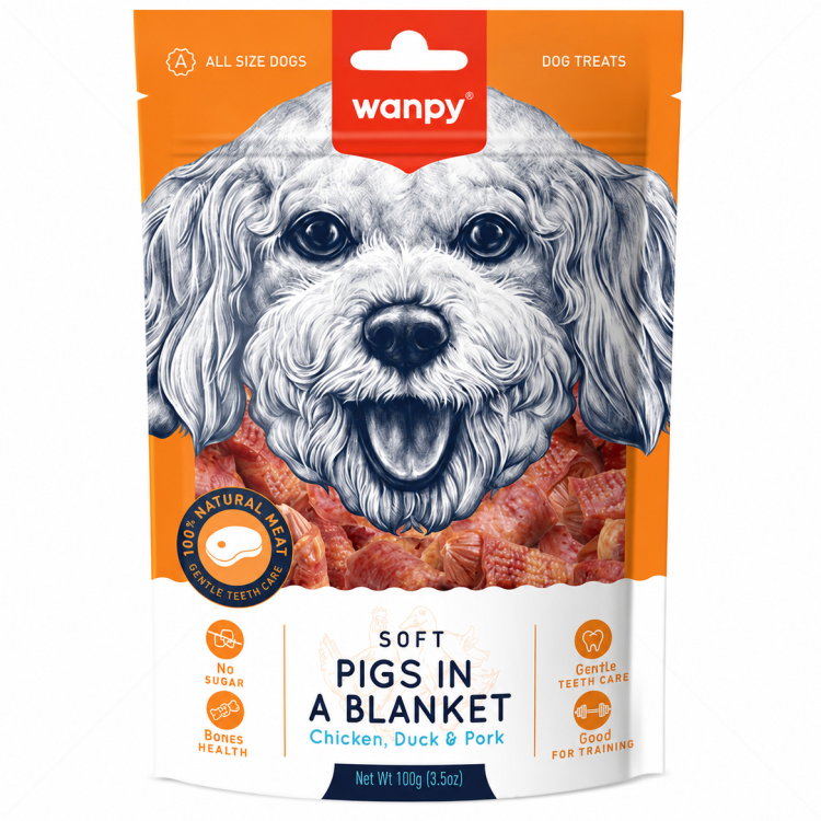 Меки "сармички" с пилешко, патешко и свинско месо WANPY Pigs In A Blanket