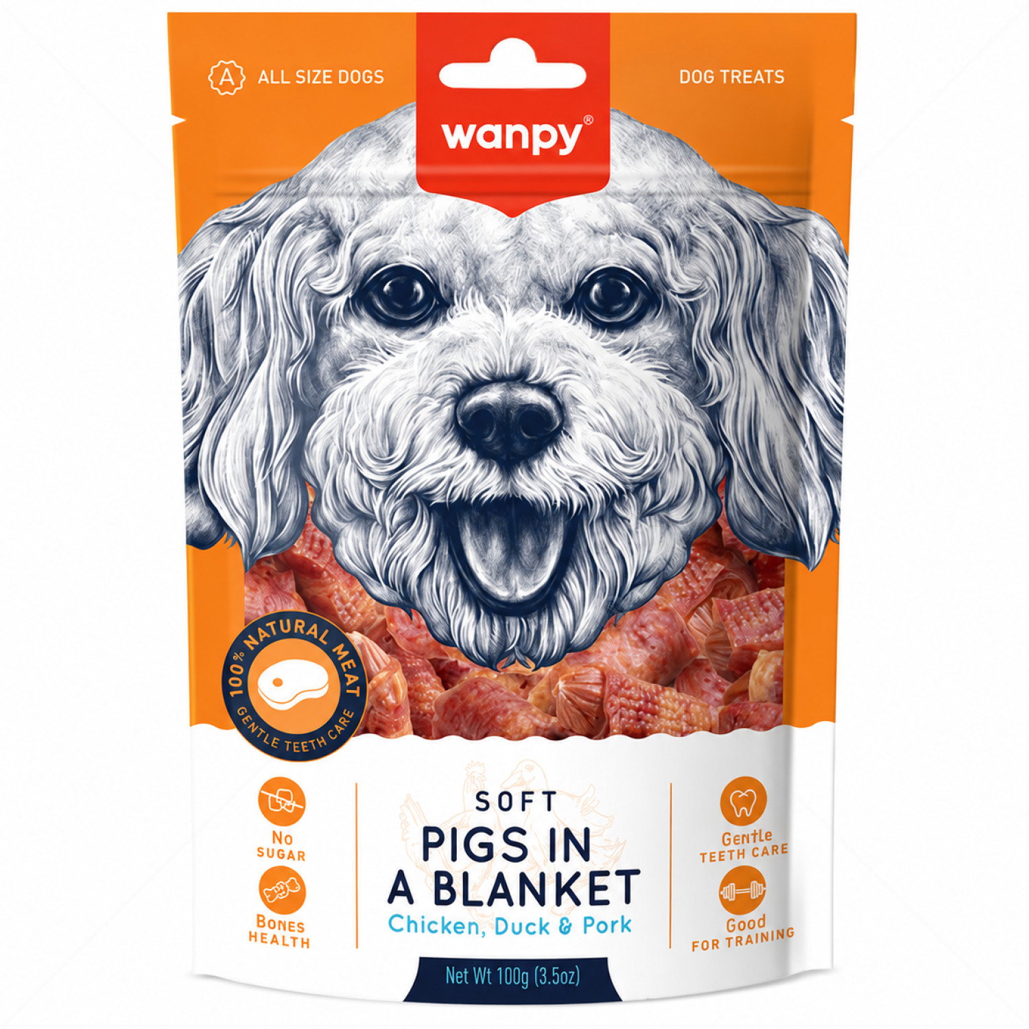 Меки "сармички" с пилешко, патешко и свинско месо WANPY Pigs In A Blanket