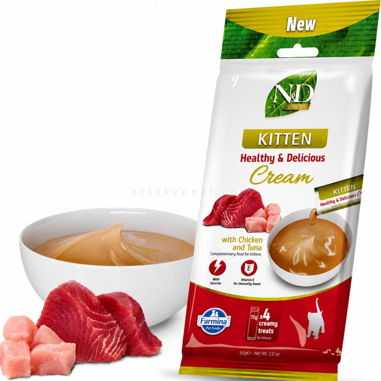 Кремообразно лакомство за малки котенца с пилешко месо и риба тон N&D Prime Kitten Healthy & Delicious Cream with Chicken & Tuna