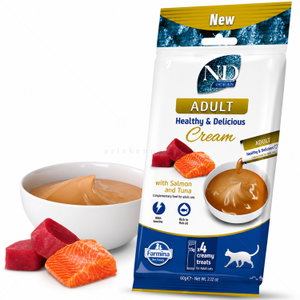 Кремообразно лакомство със сьомга и риба тон N&D Prime Adult Healthy & Delicious Cream with Salmon & Tuna