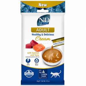 Кремообразно лакомство със сьомга и риба тон N&D Prime Adult Healthy & Delicious Cream with Salmon & Tuna