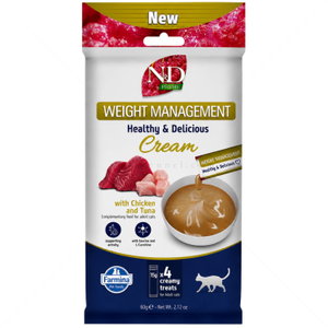 Кремообразно лакомство за контрол на теглото с киноа, пилешко месо и риба тон N&D Quinoa Weight Management Healthy & Delicious Cream with Chicken & Tuna