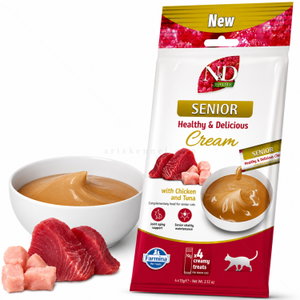 Кремообразно лакомство за котки над 7 години с пилешко месо и риба тон N&D Prime Senior Healthy & Delicious Cream with Chicken & Tuna