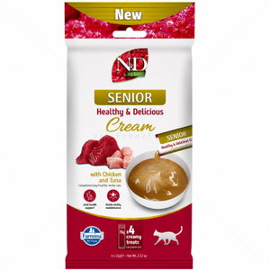 Кремообразно лакомство за котки над 7 години с пилешко месо и риба тон N&D Prime Senior Healthy & Delicious Cream with Chicken & Tuna