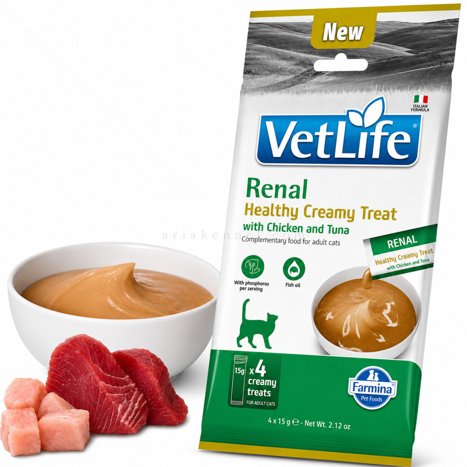 Крем лакомство при бъбречни заболявания с пилешко месо и риба тон VET LIFE Renal Healthy Creamy Treat with Chicken & Tuna