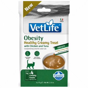 Крем лакомство за контрол на теглото с пилешко месо и риба тон VET LIFE Obesity Healthy Creamy Treat with Chicken & Tuna