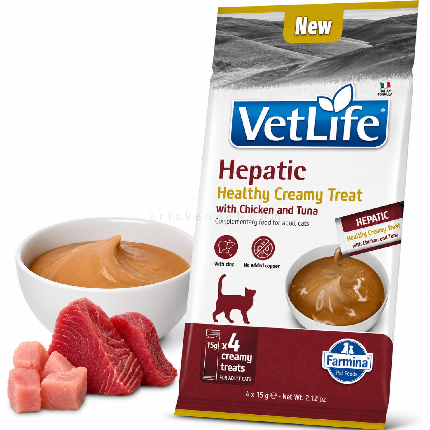 Крем лакомство при чернодробни заболявания с пилешко месо и риба тон VET LIFE Hepatic Healthy Creamy Treat with Chicken & Tuna
