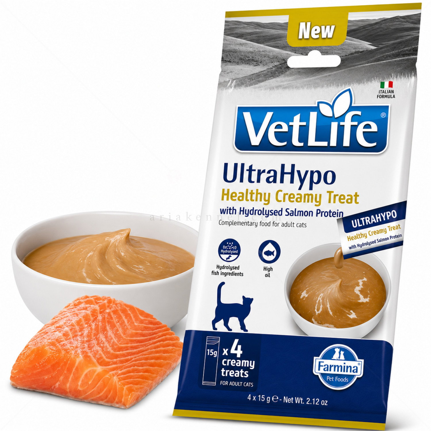 Крем лакомство при хранителни алергии със сьомга VET LIFE UltraHypo Healthy Creamy Treat with Hydrolysed Salmon Protein