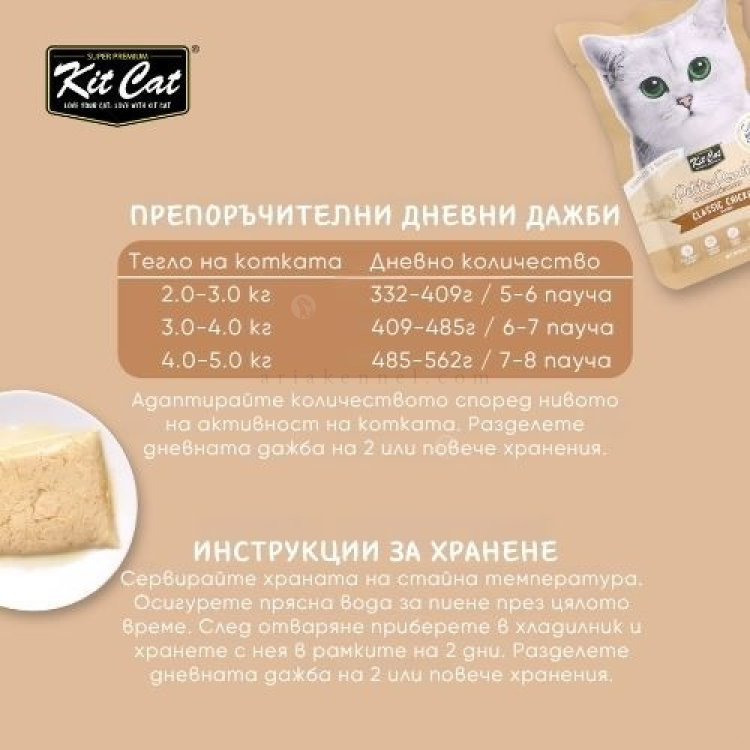 Пауч с пилешко месо в желе 70 гр KIT CAT Petit Pouch Chicken in Aspic