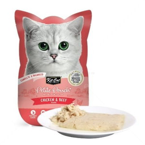 Пауч с пилешко и телешко месо в желе 70 гр KIT CAT Petit Pouch Chicken & Beef in Aspic