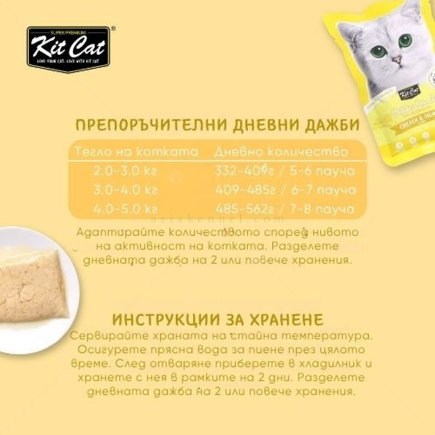 Пауч с пилешко месо и сьомга в желе 70 гр KIT CAT Petit Pouch Chicken & Salmon in Aspic