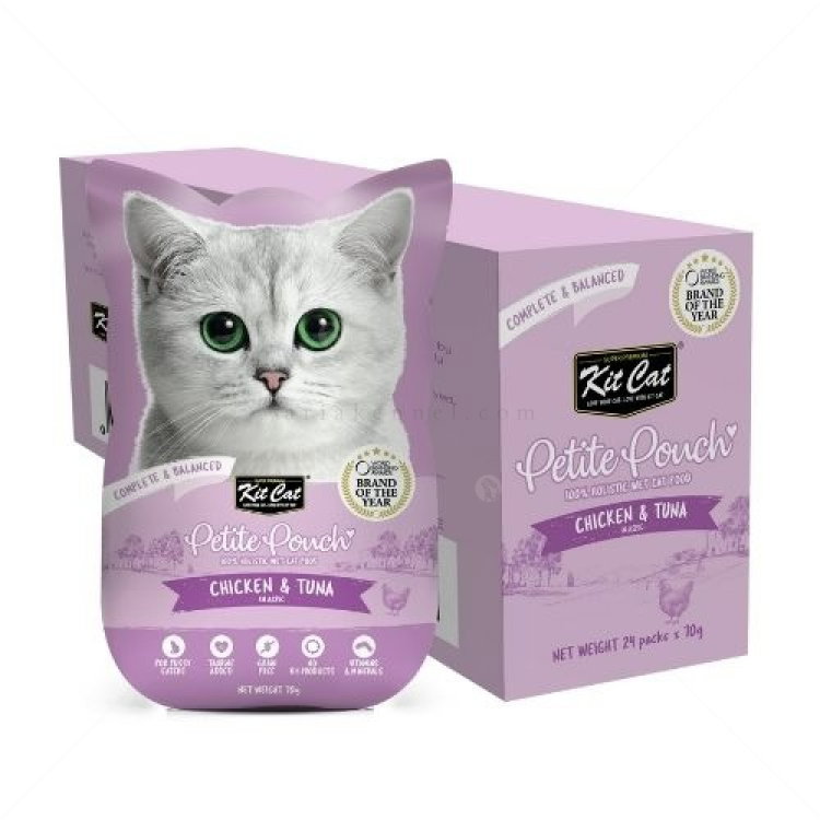 Пауч с пилешко месо и риба тон в желе 70 гр KIT CAT Petit Pouch Chicken & Tuna in Aspic