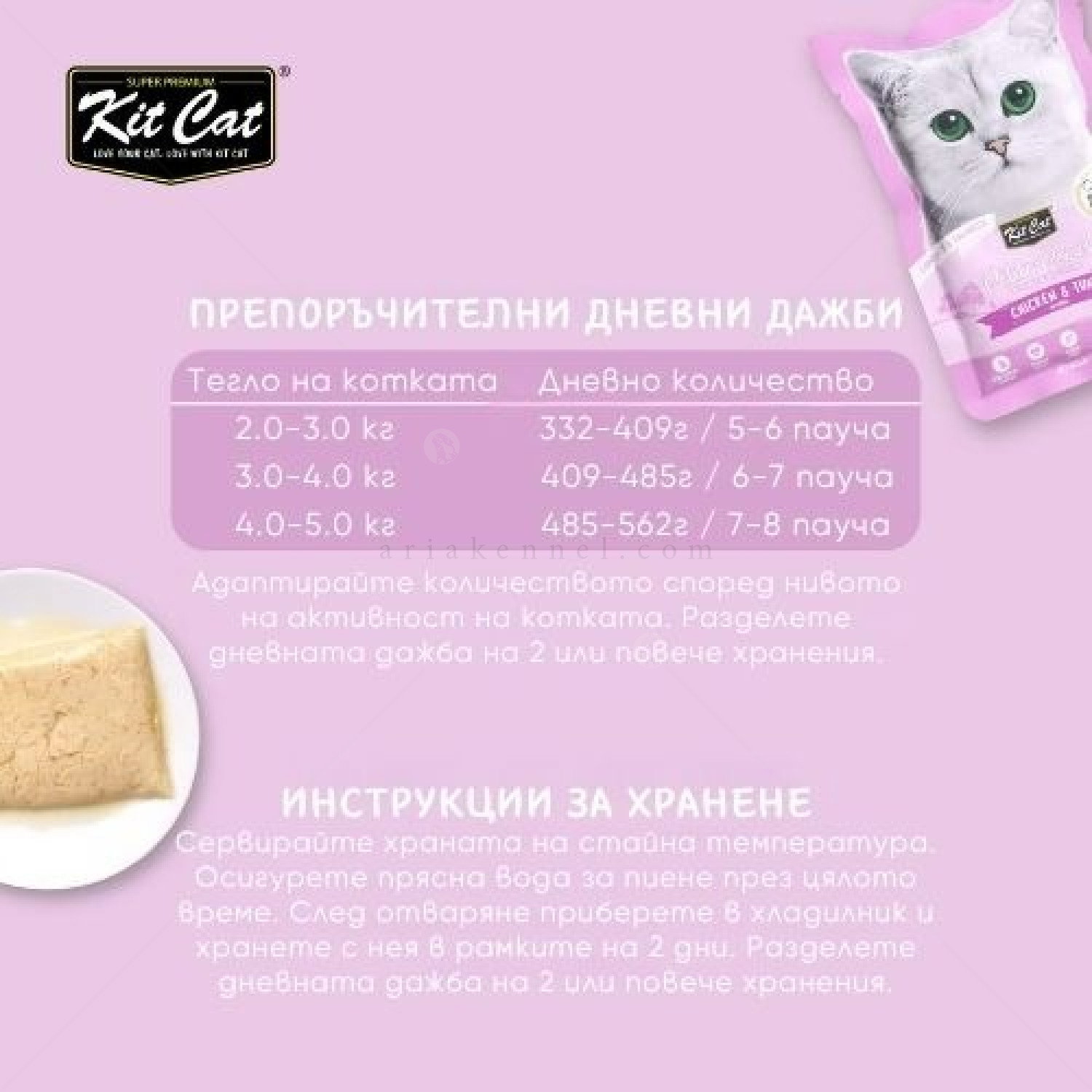 Пауч с пилешко месо и риба тон в желе 70 гр KIT CAT Petit Pouch Chicken & Tuna in Aspic