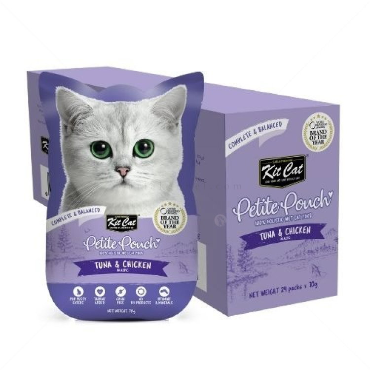 Пауч с риба тон и пилешко месо в желе 70 гр KIT CAT Petit Pouch Tuna & Chicken in Aspic