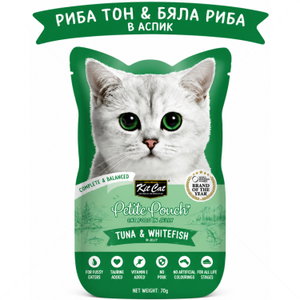 Пауч с риба тон и бяла риба в желе 70 гр KIT CAT Petit Pouch Tuna & Whitefish in Aspic
