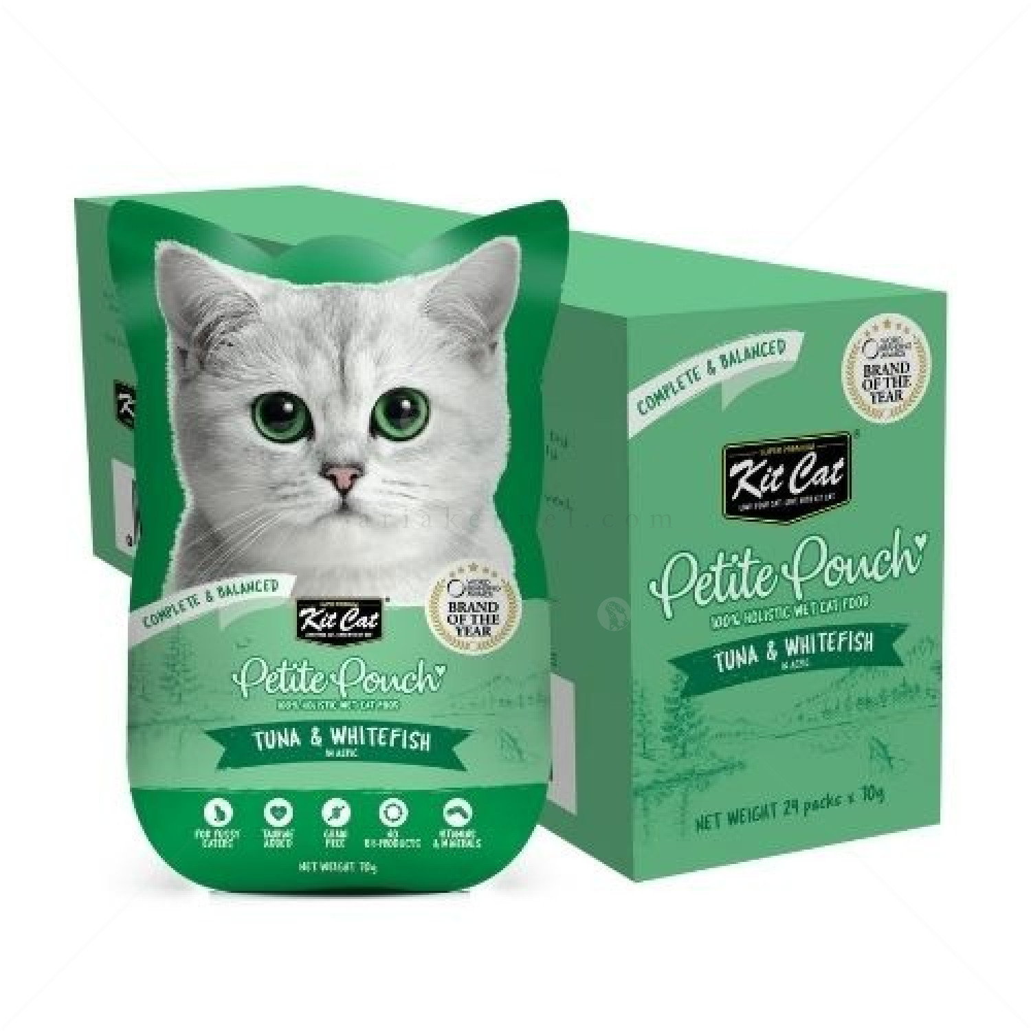 Пауч с риба тон и бяла риба в желе 70 гр KIT CAT Petit Pouch Tuna & Whitefish in Aspic