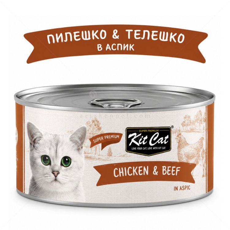 Консерва с пилешко и телешко месо в желе 80 гр KIT CAT Deboned Toppers Chicken & Beef in Aspic