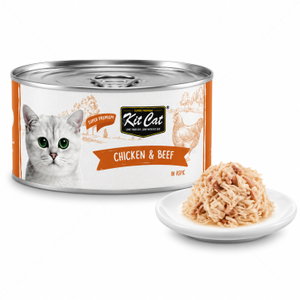 Консерва с пилешко и телешко месо в желе 80 гр KIT CAT Deboned Toppers Chicken & Beef in Aspic