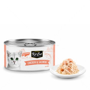 Консерва с пилешко месо и сьомга в желе 80 гр KIT CAT Deboned Toppers Chicken & Salmon in Aspic