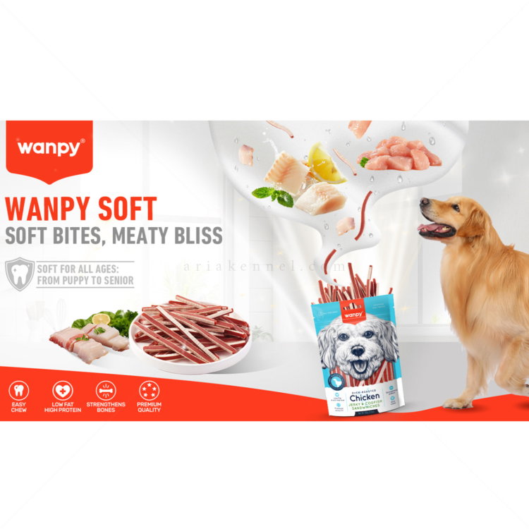 Меки сандвич ленти с пилешко месо и треска WANPY Chicken Jerky & Codfish Sandwiches