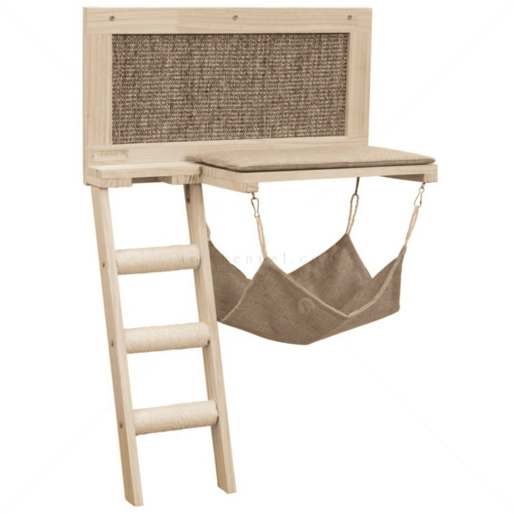 Катерушка за стена с място за почивка KERBL Cat Bed Timber brown