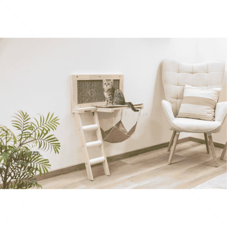 Катерушка за стена с място за почивка KERBL Cat Bed Timber brown