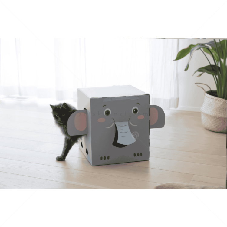 Къщичка с драскало от картон Слон 39 см KERBL Cat Scratch House Elephant, grey