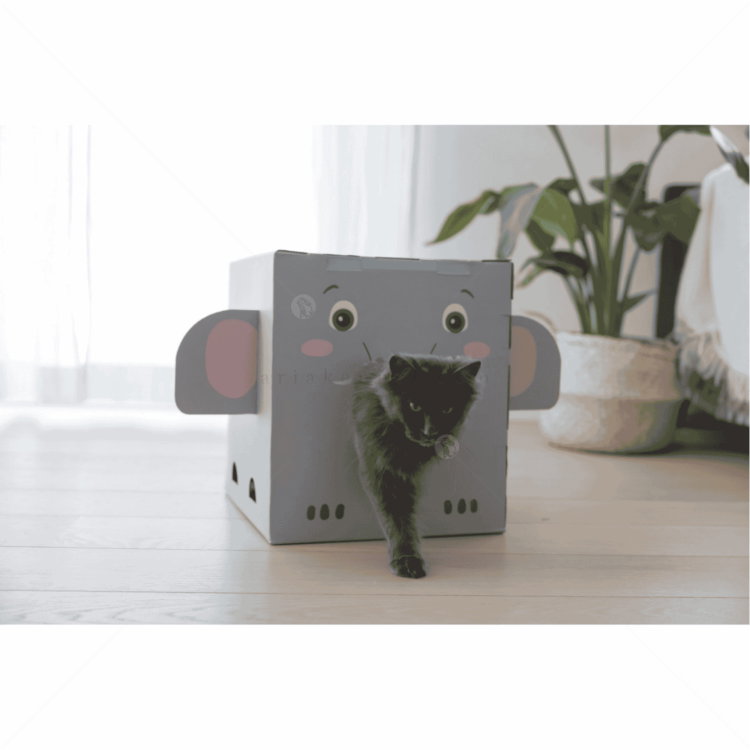 Къщичка с драскало от картон Слон 39 см KERBL Cat Scratch House Elephant, grey