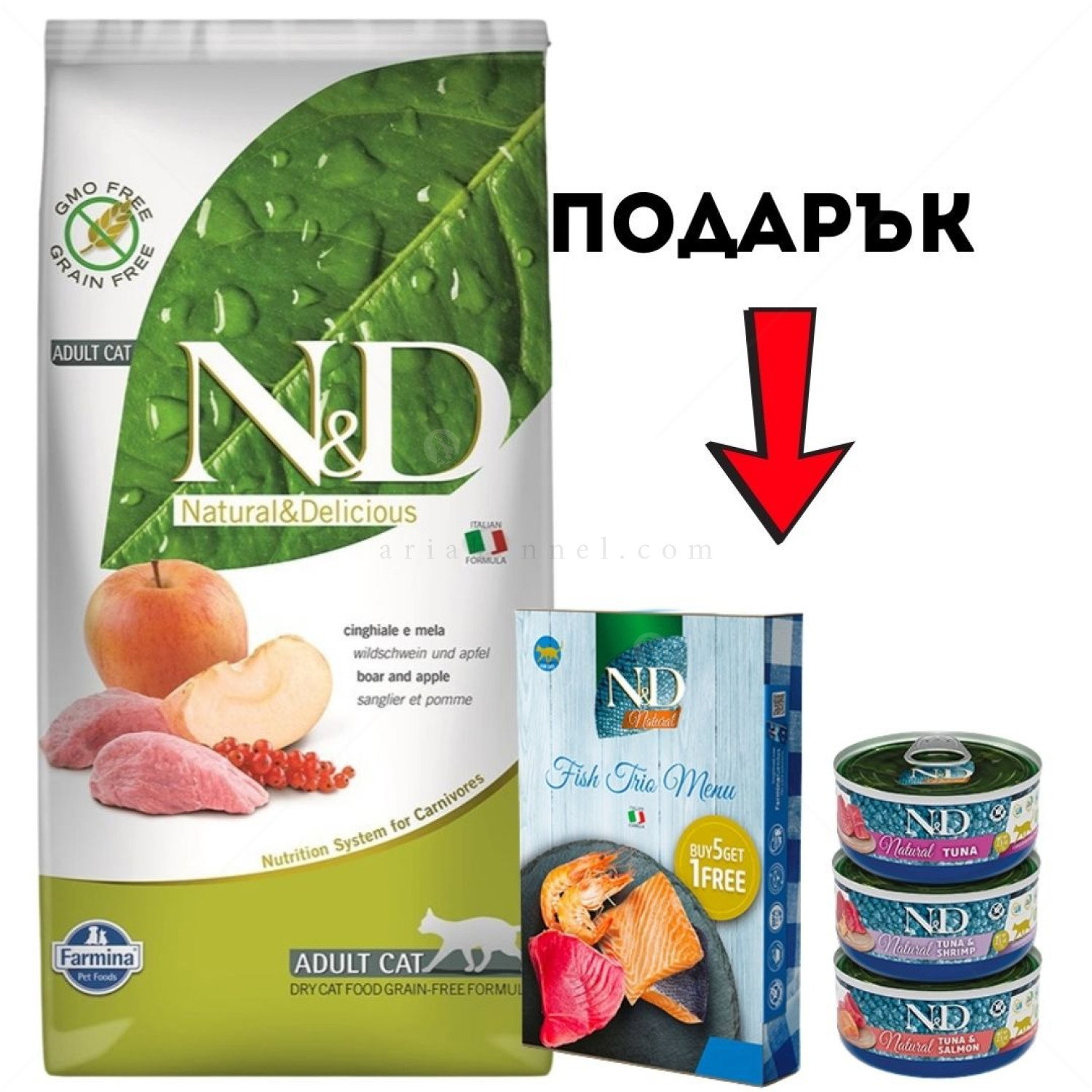 N&D Cat 5 кг Prime Boar Adult