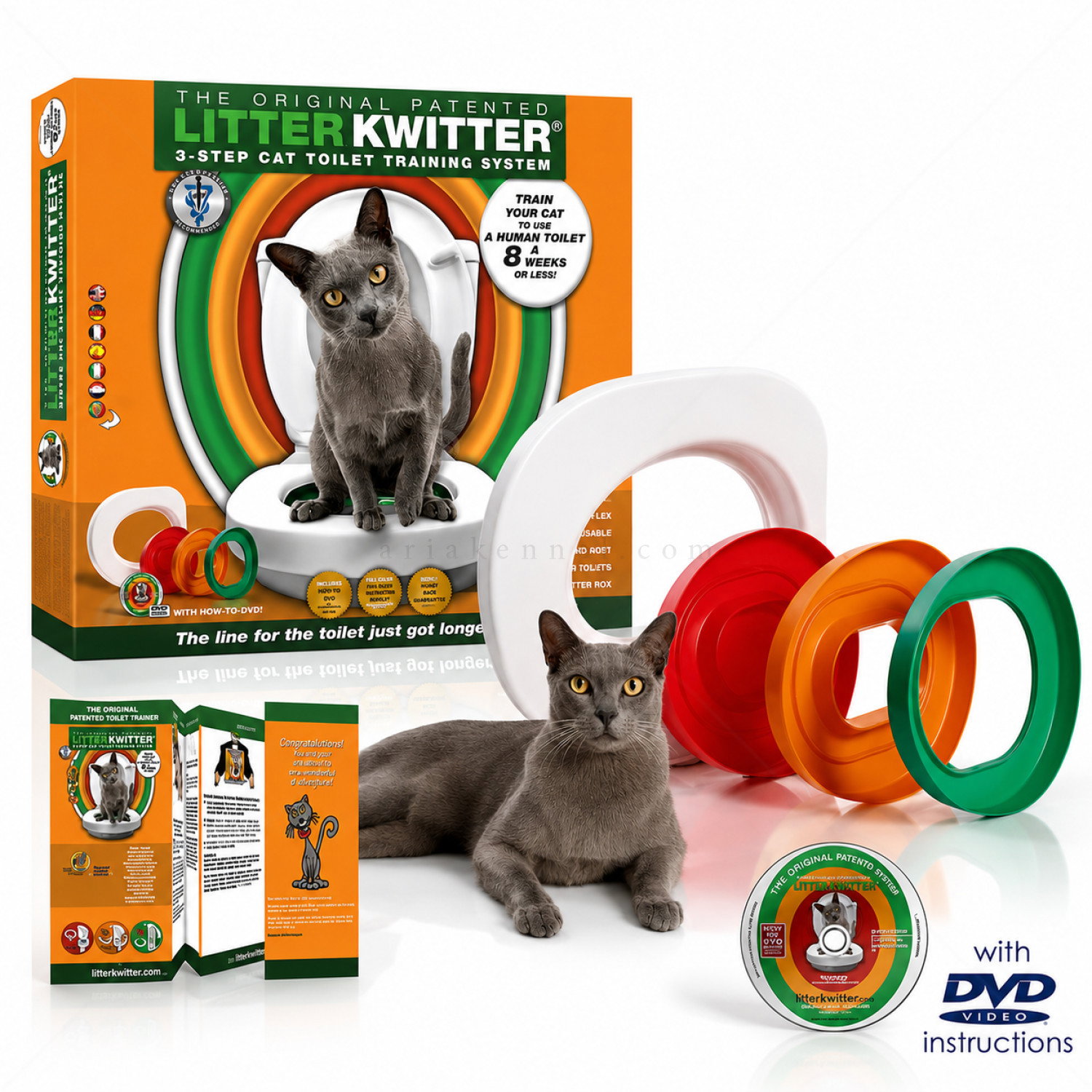 Система за обучение на котки за ползване на човешка тоалетна LITTER KWITTER Cat toilet Training System