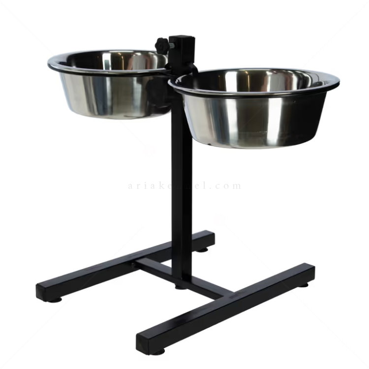 Метални купи с регулируема стойка KERBL Twin Feeder 2x2.800
