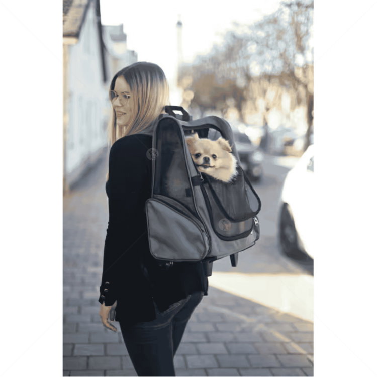 Раница за пътуване на колелца KERBL Dog Trolley Vacation, grey/ blue