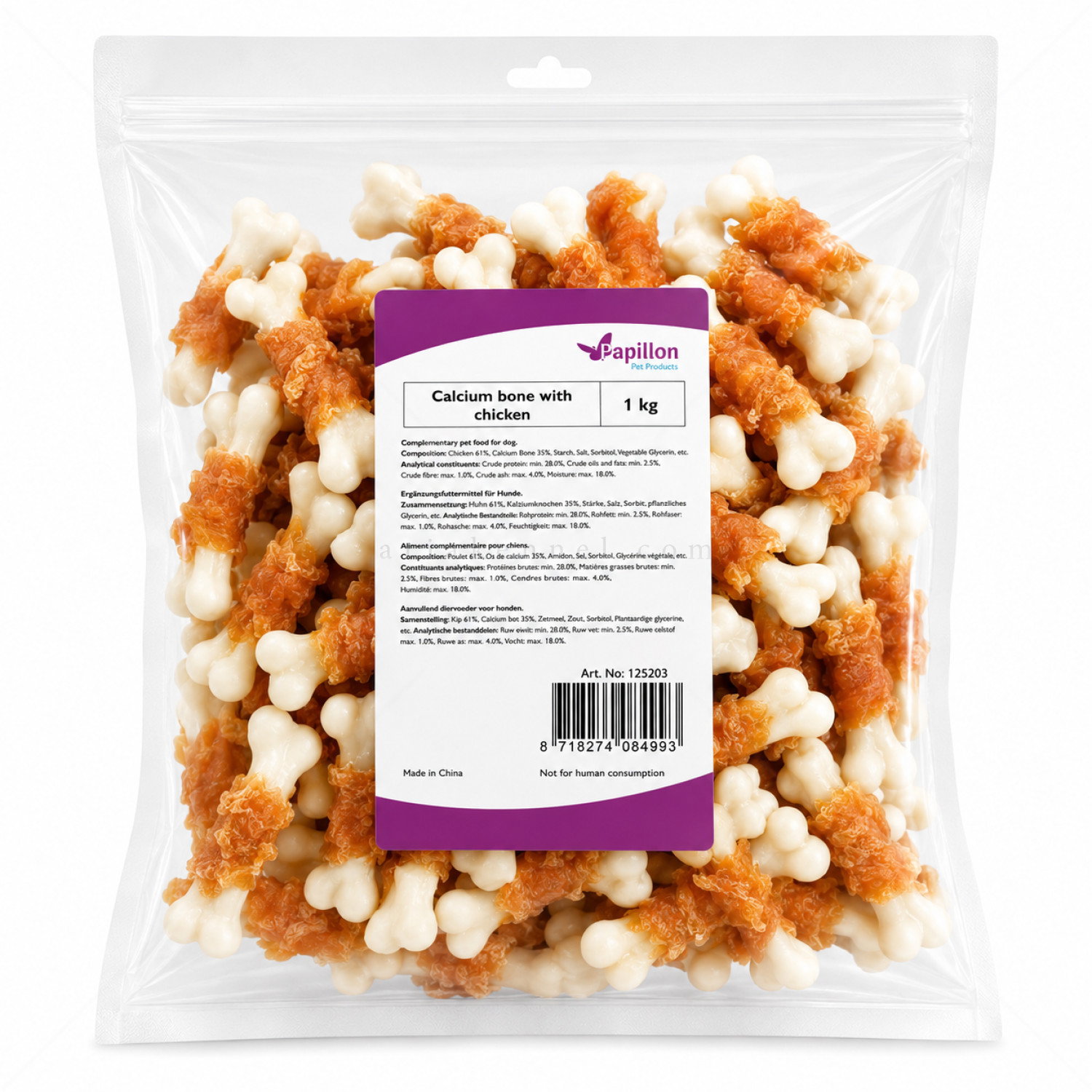 Калциеви кокалчета с пилешко месо 1 кг PAPILLON Tasty Snack Calcium Bone