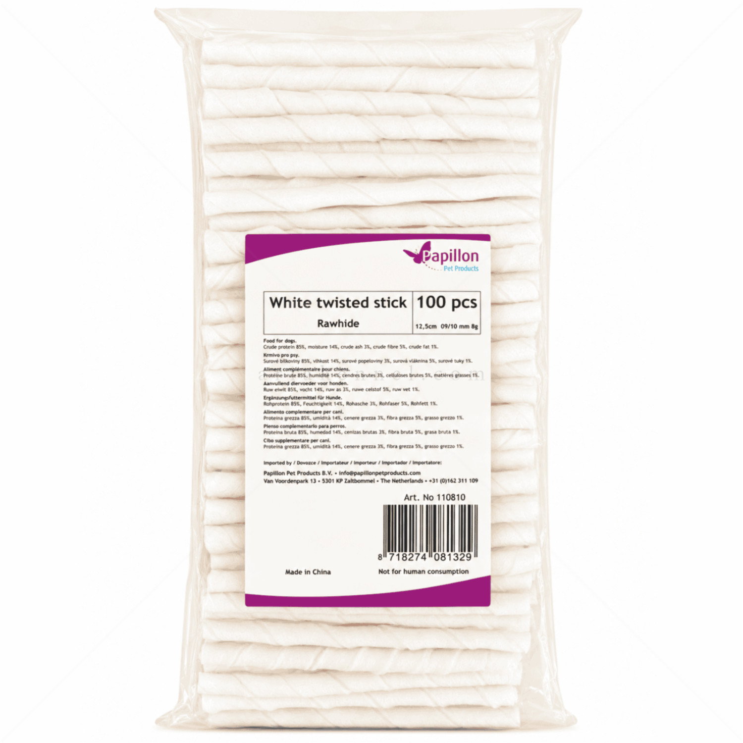 Бели кожени солети 800 гр PAPILLON White twisted Sticks