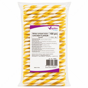 Бели кожени солети с вкус на пилешко месо 800 гр PAPILLON White twisted Sticks Chicken Flavour