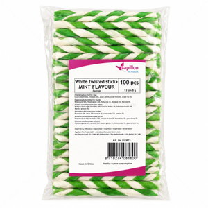 Бели кожени солети с вкус на мента 800 гр PAPILLON White twisted Sticks Mint Flavour