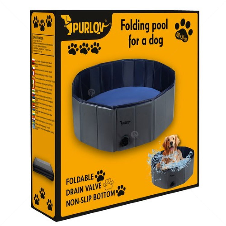 Сгъваем басейн за кучета 120х30 см PAPILLON, син