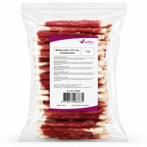 Бели кожени солети, обвити с патешко месо 1 кг PAPILLON White sticks twisted duck