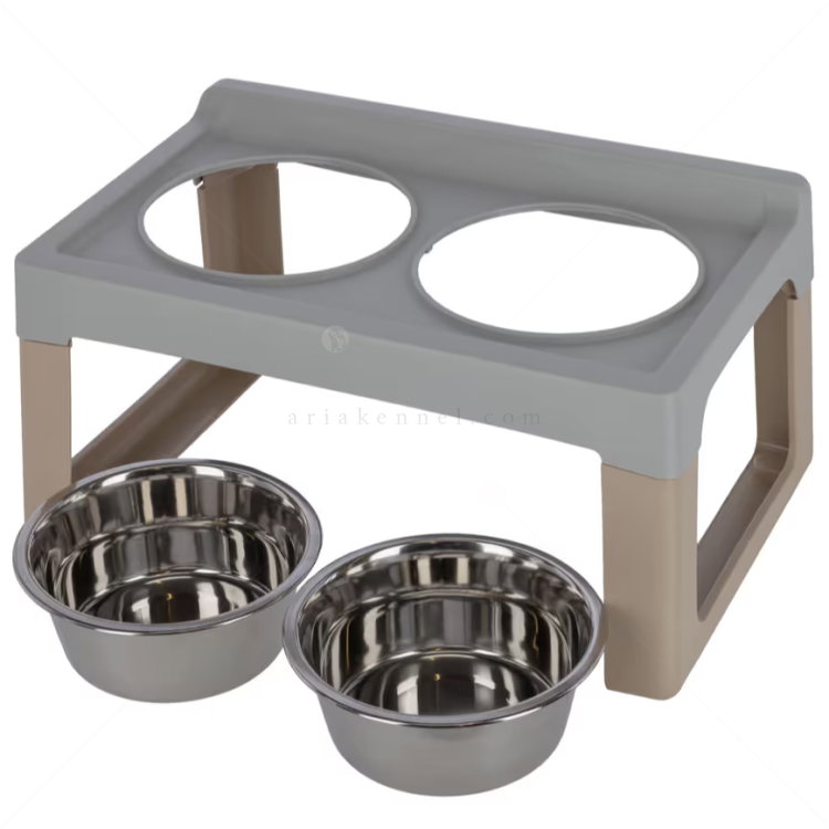Метални купи с повдигната стойка KERBL Feeding Bar Lifter 2x1.000