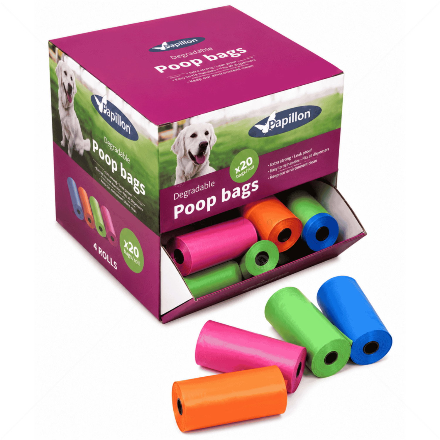 Торбички за изхождания PAPILLON, различни цветове, 1 ролка