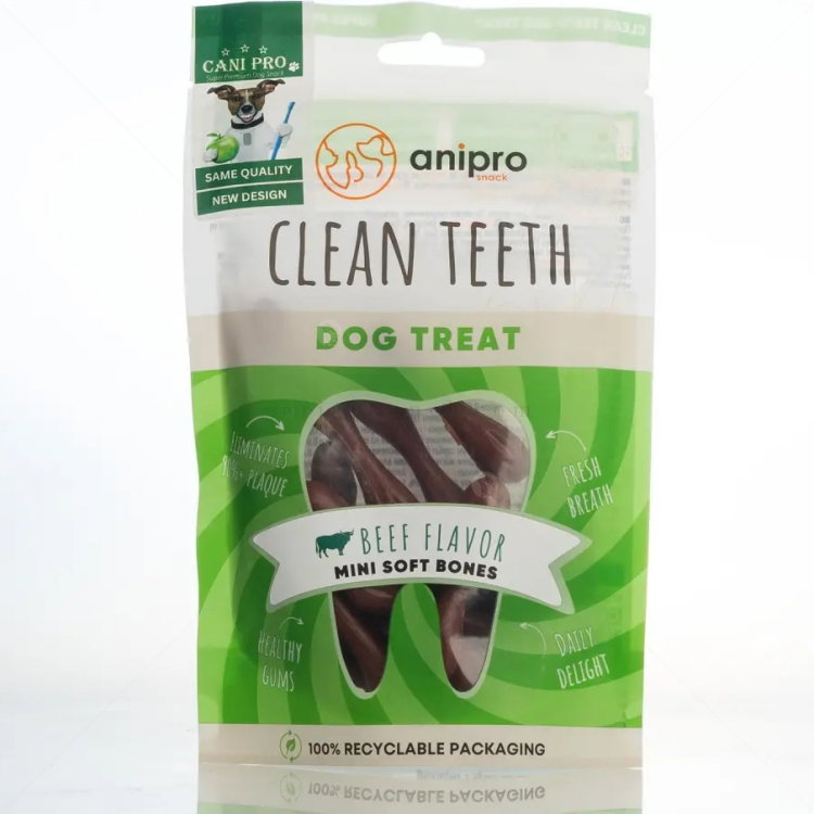 Дентални мини кокалчета с аромат на говеждо месо CANI PRO Dental Mini Soft Bones Beef, 84 гр