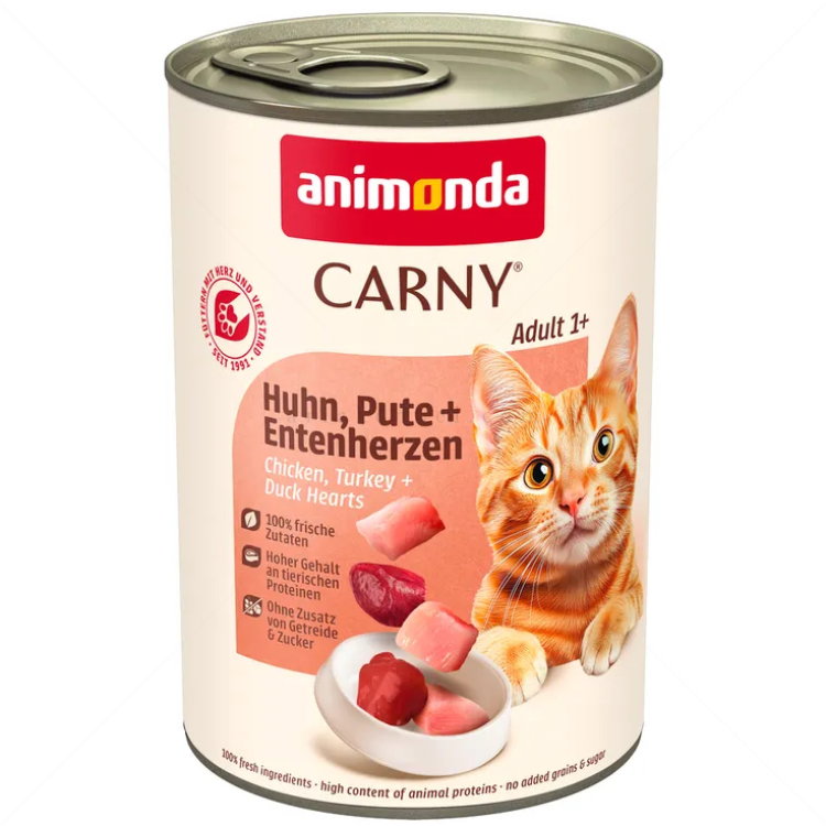 ANIMONDA Carny 400 гр. Adult пилешко, пуешко месо и патешки сърца