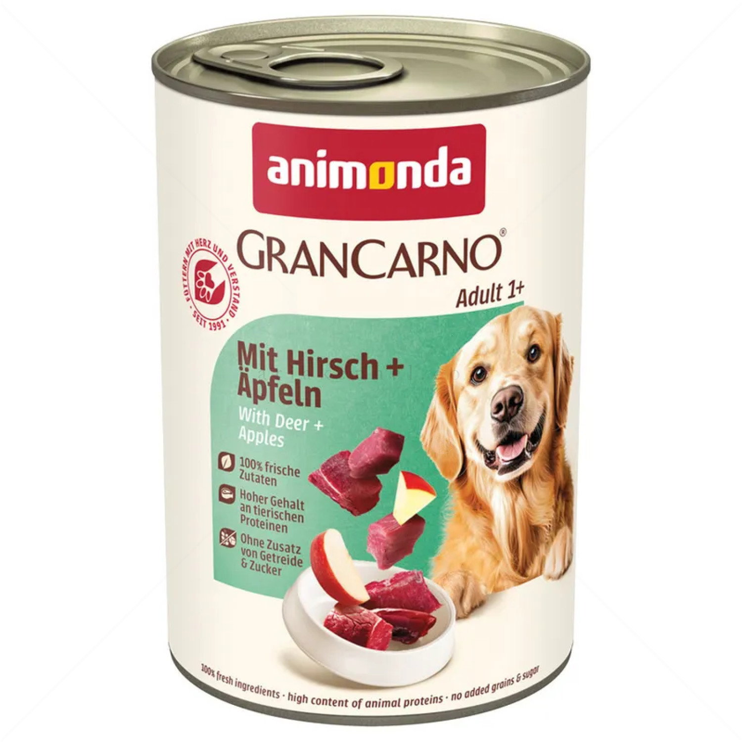 Консерва с еленско месо и ябълки 400 гр Gran Carno Adult Hirsch&Apfeln