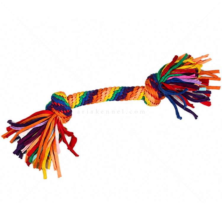 Цветна играчка от памучно въже с 2 възела PAPILLON Rainbow