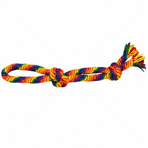 Цветна играчка от памучно въже с примка и 2 възела PAPILLON Rainbow