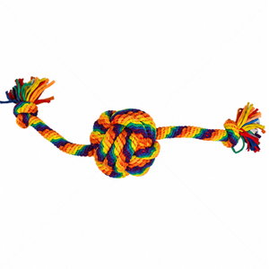 Цветна играчка от памучно въже с 2 възела и топка PAPILLON Rainbow
