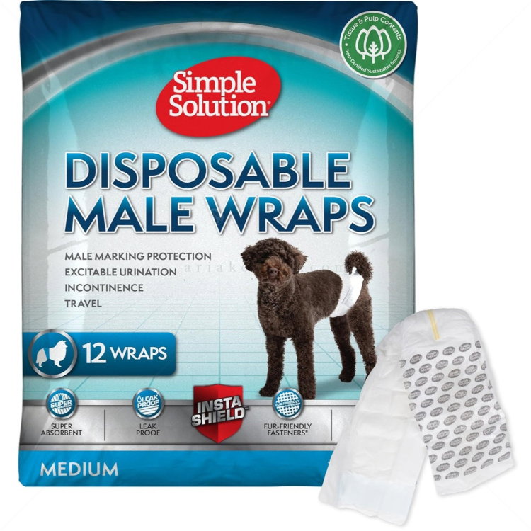 Пелени за мъжки кучета M, SIMPLE SOLUTION, 38-58 см