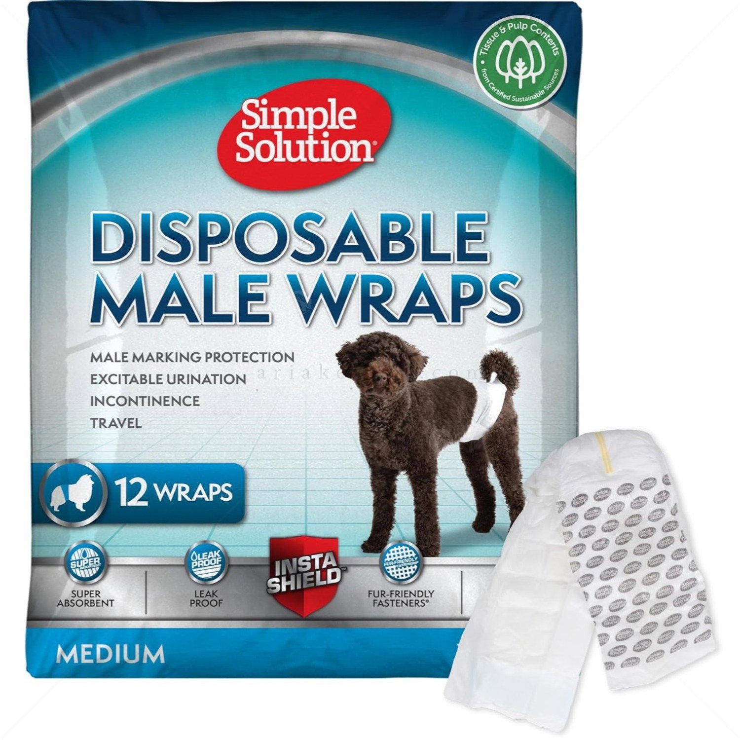 Пелени за мъжки кучета M, SIMPLE SOLUTION, 38-58 см